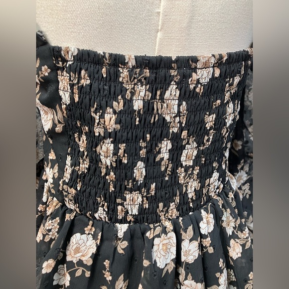 Altar’d State Long Sleeve‎ Floral Mini Dress Black New Girls Large Boho Flowy - Picture 7 of 9